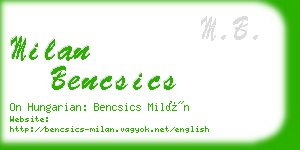 milan bencsics business card